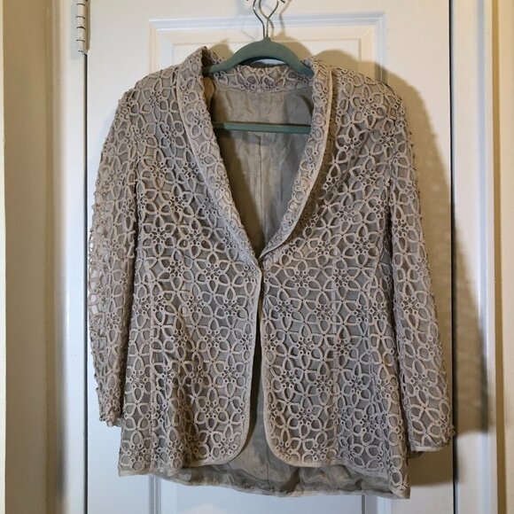 Vintage Giorgio Armani Embroidery Elegant Evening Party Jacket /Tank Tan Size 42 - Picture 9 of 11